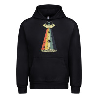 Black vintage alien weed pot leaf ufo abduction marijuana cannabis t shirt Urban Hoodie - linhVisuals