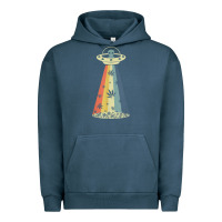 Pigment Midnight Navy vintage alien weed pot leaf ufo abduction marijuana cannabis t shirt Urban Hoodie - linhVisuals