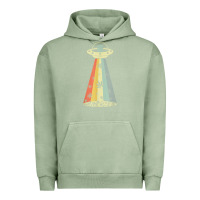Pigment Oil Green vintage alien weed pot leaf ufo abduction marijuana cannabis t shirt Urban Hoodie - linhVisuals
