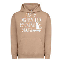 Pigment Burro easily distracted by cats and books   cute book lover t shirt Urban Hoodie - linhVisuals