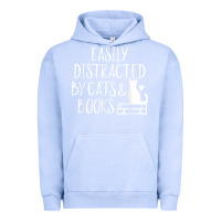 Pigment Grape Ice easily distracted by cats and books   cute book lover t shirt Urban Hoodie - linhVisuals