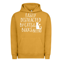Pigment Peanut Butter easily distracted by cats and books   cute book lover t shirt Urban Hoodie - linhVisuals