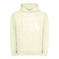 Pigment Pistachio easily distracted by cats and books   cute book lover t shirt Urban Hoodie - linhVisuals