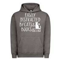 Pigment Tornado easily distracted by cats and books   cute book lover t shirt Urban Hoodie - linhVisuals