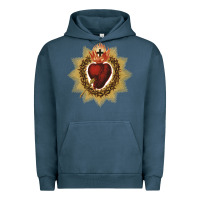 Pigment Midnight Navy sacred heart of jesus catholic devotion t shirt Urban Hoodie - linhVisuals
