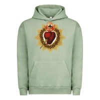 Pigment Oil Green sacred heart of jesus catholic devotion t shirt Urban Hoodie - linhVisuals