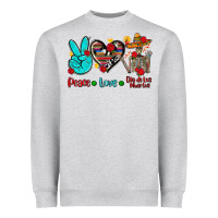Heather Grey peace love dia de los muertos Heavyweight Sweatshirt - AdoDesignShop
