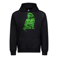 Black funny cannabis & cat lover marijuana weed smoker art t shirt Urban Hoodie - linhVisuals