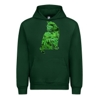Forest Green funny cannabis & cat lover marijuana weed smoker art t shirt Urban Hoodie - linhVisuals