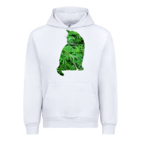 White funny cannabis & cat lover marijuana weed smoker art t shirt Urban Hoodie - linhVisuals