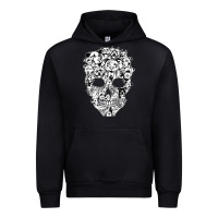 Black funny pitbull skull dog skeleton halloween t shirt Urban Hoodie - linhVisuals