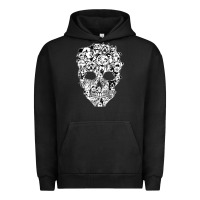 Pigment Black funny pitbull skull dog skeleton halloween t shirt Urban Hoodie - linhVisuals