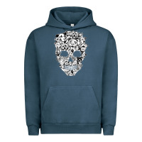 Pigment Midnight Navy funny pitbull skull dog skeleton halloween t shirt Urban Hoodie - linhVisuals