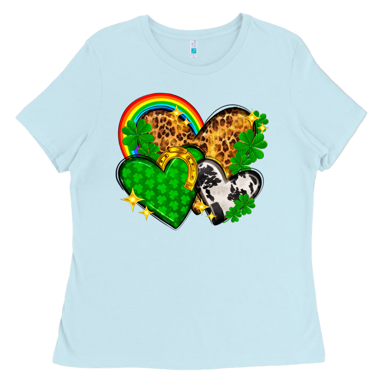 St. Patrick's Day Hearts With Leopard Ladies Tee by HowdyJamesFarm | Teevron