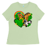Matcha St. Patrick's Day hearts with leopard Ladies Tee - HowdyJamesFarm