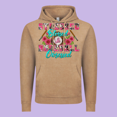 Stressed Blessed & Baseball Obsessed Vintage Hoodie Designed By Bundleandbundleshop