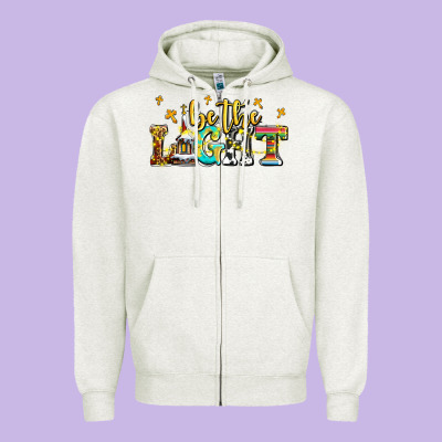 Be The Light Zipper Hoodie Designed By Adodesignshop