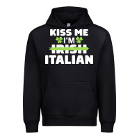 Black kiss me im italian t  shirt kiss me i'm irish italian patriotic st pat Urban Hoodie - linhVisuals