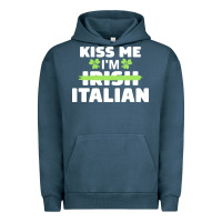 Pigment Midnight Navy kiss me im italian t  shirt kiss me i'm irish italian patriotic st pat Urban Hoodie - linhVisuals