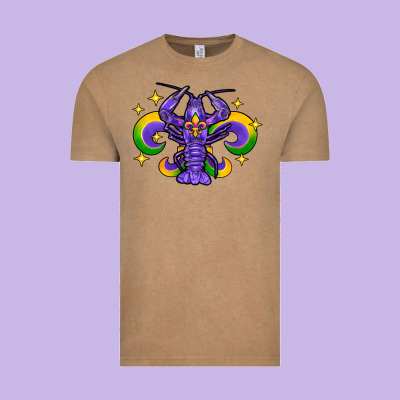 Mardi Gras Crawfish Vintage Tee Designed By Fadigitalartstudio
