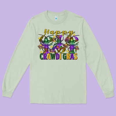 Happy Crawdi Gras Mardi Gras Crawfish Long Sleeve Tee Designed By Fadigitalartstudio
