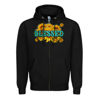 Black glitter blessed with sunflowers Zipper Hoodie - AdoDesignShop