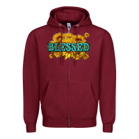 Burgundy glitter blessed with sunflowers Zipper Hoodie - AdoDesignShop