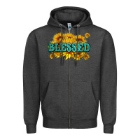 Charcoal Heather glitter blessed with sunflowers Zipper Hoodie - AdoDesignShop