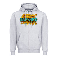 Heather Grey glitter blessed with sunflowers Zipper Hoodie - AdoDesignShop