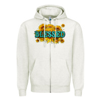 Oatmeal Heather glitter blessed with sunflowers Zipper Hoodie - AdoDesignShop