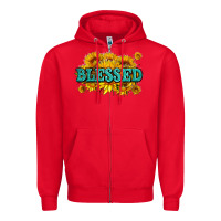 Red glitter blessed with sunflowers Zipper Hoodie - AdoDesignShop