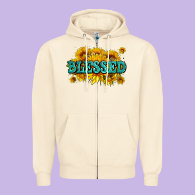 Glitter Blessed With Sunflowers Zipper Hoodie Designed By Adodesignshop