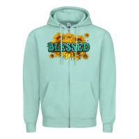 Seafoam glitter blessed with sunflowers Zipper Hoodie - AdoDesignShop