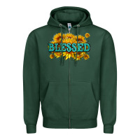 Sports Green glitter blessed with sunflowers Zipper Hoodie - AdoDesignShop