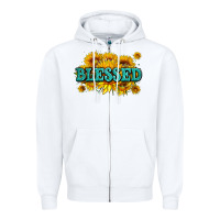White glitter blessed with sunflowers Zipper Hoodie - AdoDesignShop