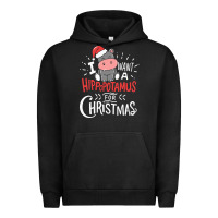 Pigment Black i want hippopotamus for christmas hippo xmas gift Urban Hoodie - linhVisuals