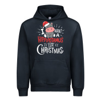 Navy i want hippopotamus for christmas hippo xmas gift Urban Hoodie - linhVisuals