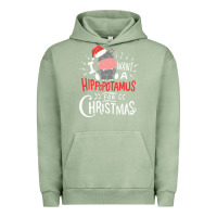 Pigment Oil Green i want hippopotamus for christmas hippo xmas gift Urban Hoodie - linhVisuals