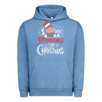Pigment Pebble Blue i want hippopotamus for christmas hippo xmas gift Urban Hoodie - linhVisuals