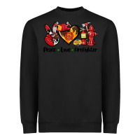 Black peace love firefighter Heavyweight Sweatshirt - AdoDesignShop