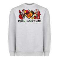 Heather Grey peace love firefighter Heavyweight Sweatshirt - AdoDesignShop