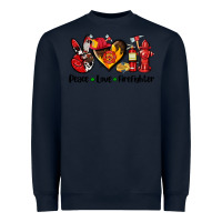 Navy peace love firefighter Heavyweight Sweatshirt - AdoDesignShop