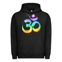 Pigment Black womens om symbol   psy trance goa yoga meditation buddhism buddhist v Urban Hoodie - linhVisuals