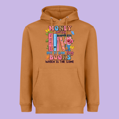 Money Can't Buy Happiness But It Can Buy Books Whi Heavyweight Hoodie Designed By Jahusdesignshop