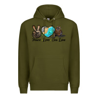 Army Green Peace Love Sea Lion Premium Hoodie - LillyAllenDesigns