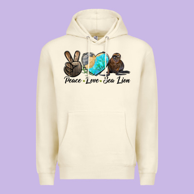 Peace Love Sea Lion Premium Hoodie Designed By Lillyallendesigns