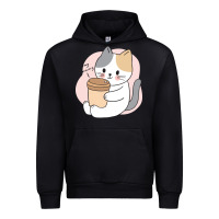 Black Cat Drinking Coffee Kitten Kawaii Japanese Kitty Urban Hoodie - linhVisuals