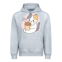 Heather Grey Cat Drinking Coffee Kitten Kawaii Japanese Kitty Urban Hoodie - linhVisuals