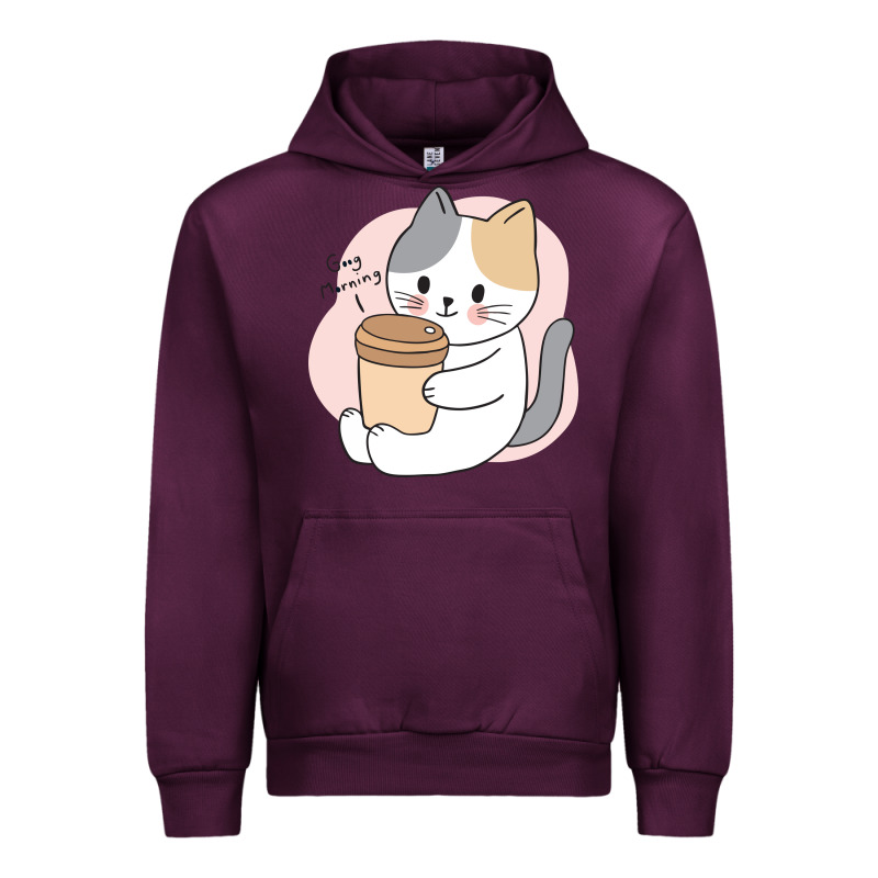 Cat Drinking Coffee Kitten Kawaii Japanese Kitty Urban Hoodie by linhVisuals | Teevron
