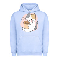 Pigment Grape Ice Cat Drinking Coffee Kitten Kawaii Japanese Kitty Urban Hoodie - linhVisuals